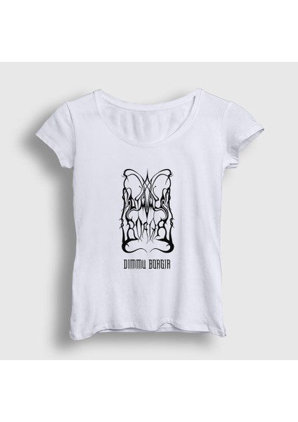 Kadın Beyaz Logo V2 Dimmu Borgir T-Shirt