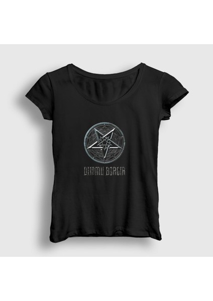 Kadın Siyah Pentagram Dimmu Borgir T-Shirt