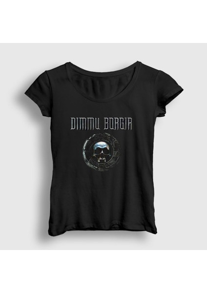 Kadın Siyah Skull Dimmu Borgir T-Shirt