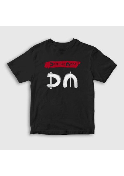Unisex Çocuk Siyah Logo V2 Depeche Mode T-Shirt