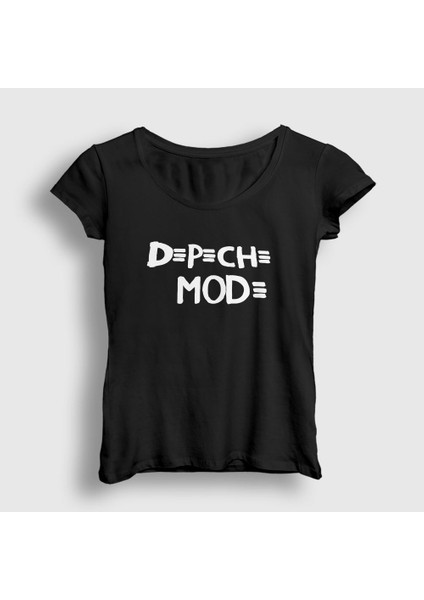 Kadın Siyah Logo Depeche Mode T-Shirt