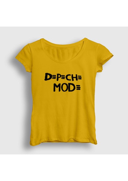 Kadın Sarı Logo Depeche Mode T-Shirt