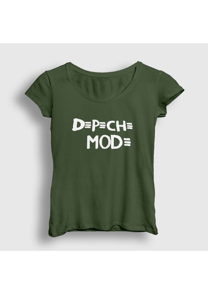 Kadın Haki Logo Depeche Mode T-Shirt