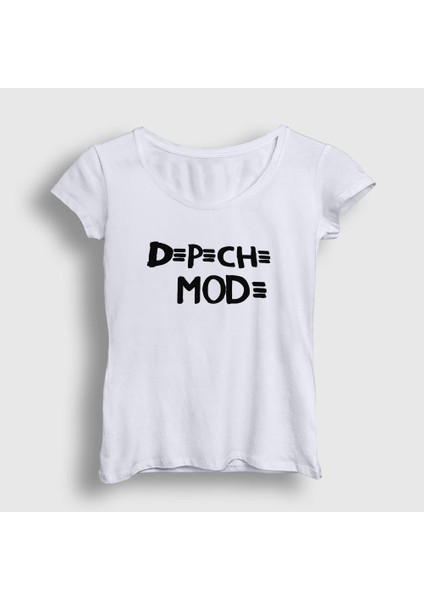 Kadın Beyaz Logo Depeche Mode T-Shirt