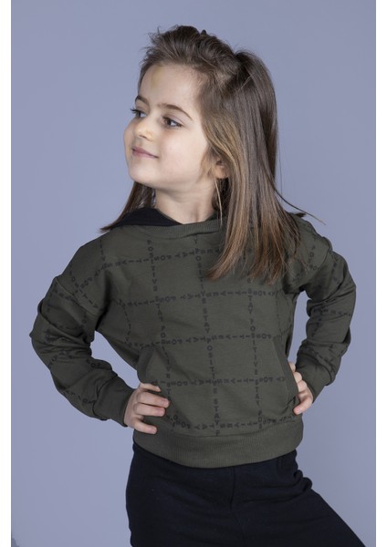 Kız Çocuk Positive Baskılı Crop Sweatshirt