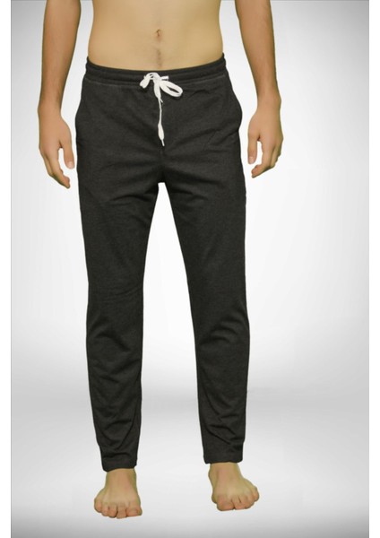 Erkek Kırçıllı Bel Lastikli Cepli Tek Alt Düz Paça Pijama 6003