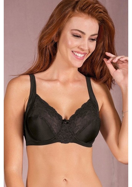 Yeni Inci Süngersiz Telli Dantelli Toparlayıcı Sütyen Siyah