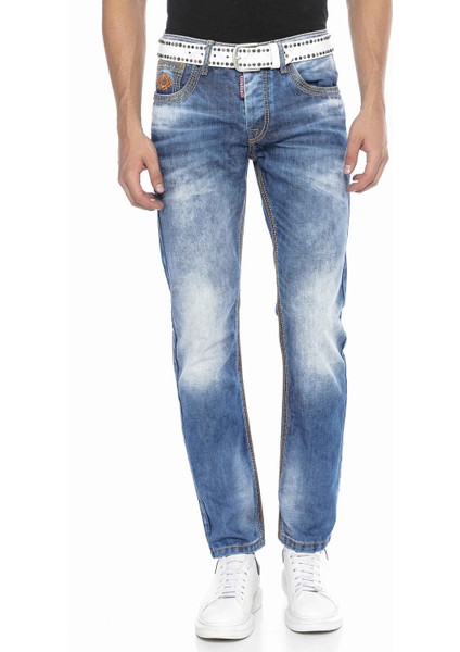 CD669 Kalın Dikiş Detaylı Straight Fit Jeans