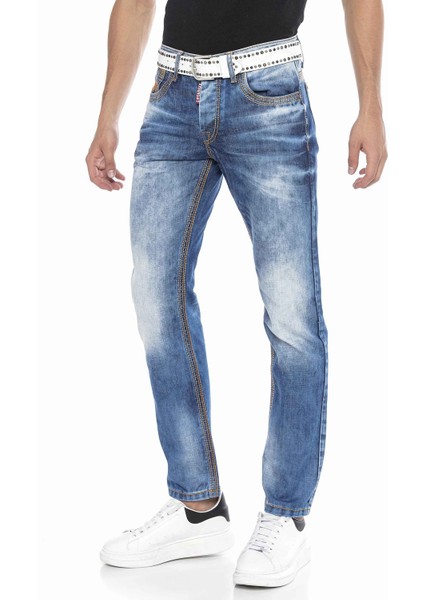CD669 Kalın Dikiş Detaylı Straight Fit Jeans