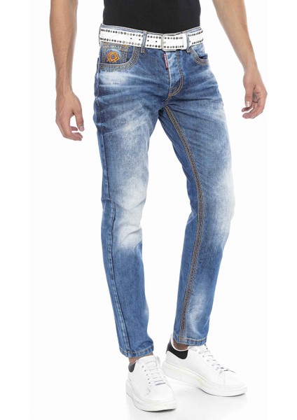 CD669 Kalın Dikiş Detaylı Straight Fit Jeans