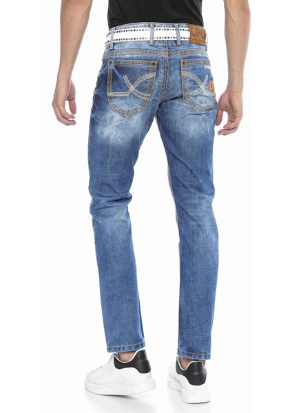 CD669 Kalın Dikiş Detaylı Straight Fit Jeans