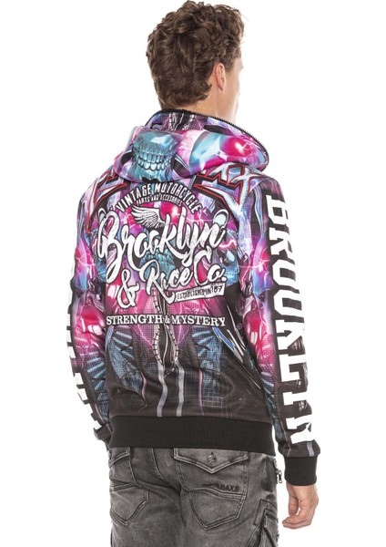 CL416 Cyber Punk Kurukafa Kapşonlu Sweatshirt