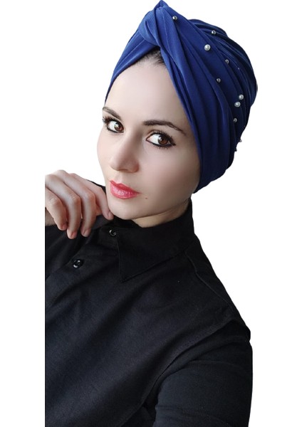 Kadın El ile Incili Dolama Bone Mavi fiyatları