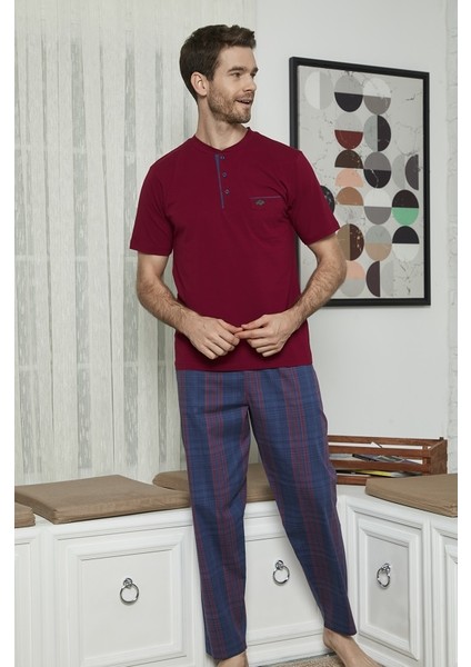 Midi Yaka Poplin Pantolonlu Pijama Takım