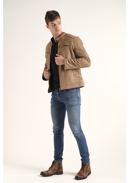 Tuci Zenta Slim Fit Süet Mont