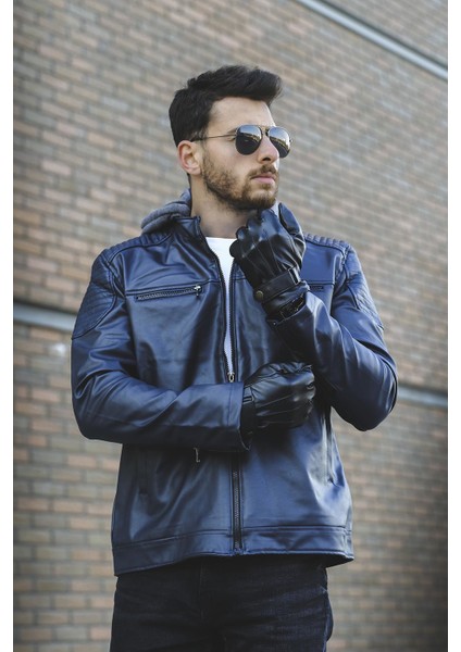 Tuci Cesar Slim Fit Kapüşonlu Deri Ceket