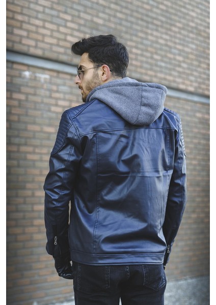 Tuci Cesar Slim Fit Kapüşonlu Deri Ceket