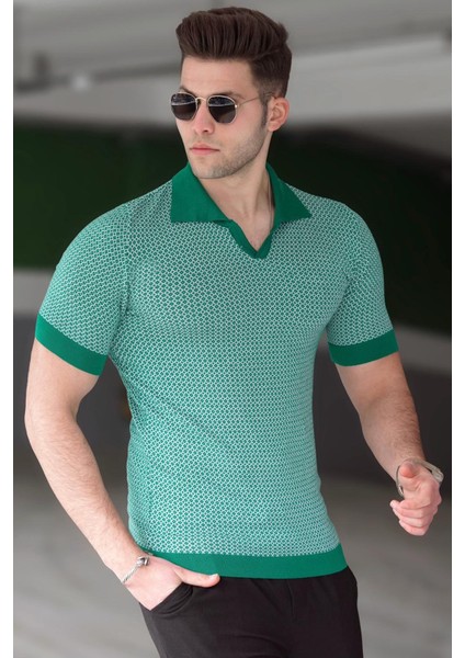 Yeşil Polo Yaka Erkek Tişört 5077