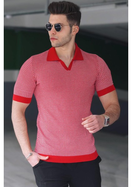 Kırmızı Polo Yaka Erkek Tişört 5077