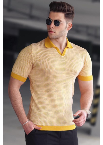 Sarı Polo Yaka Erkek Tişört 5077