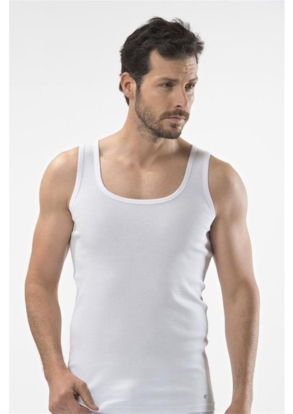 1501 Ikili Erkek Atlet (Ribana) - Beyaz