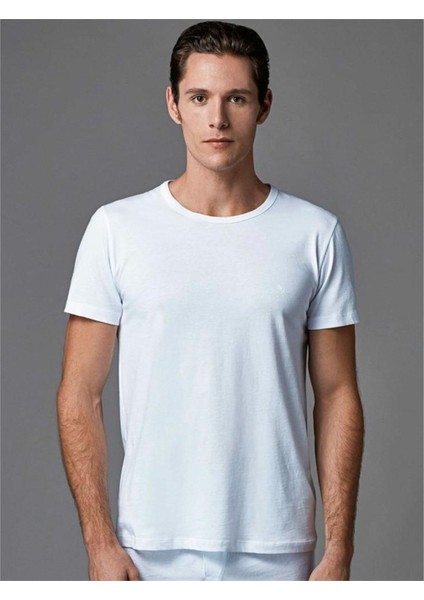 Ers032 O Yaka Erkek T-Shirt (Ikili Paket) - Beyaz