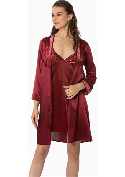 4040 Gecelik Sabahlık Takım - Bordo
