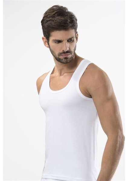 163 Likralı Erkek Atlet - Beyaz