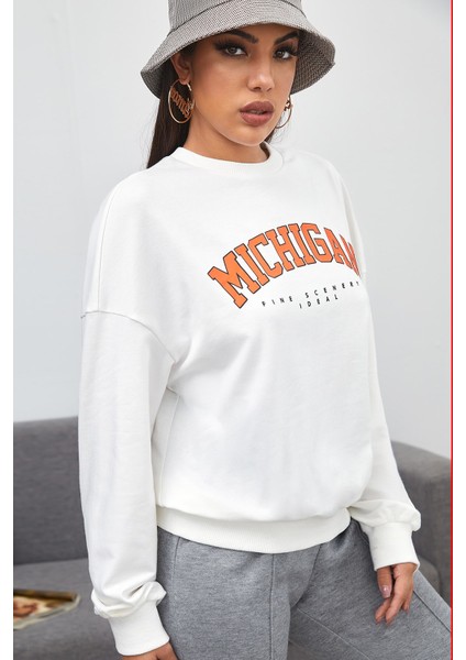 Mad Girls Beyaz Sweatshirt MG785 modelleri