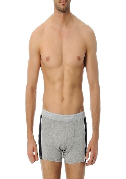 6 Adet Gri Biyeli Elastanlı Sportif Pamuklu Boxer Külot 850