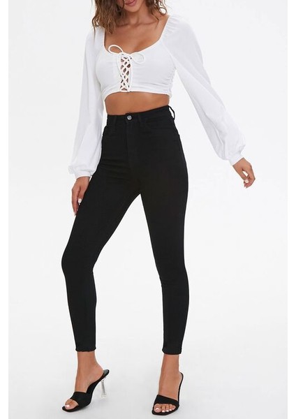Kadın Likralı Solmayan Siyah Dar Kesim Dar Paça Kot Pantolon Jeans modelleri