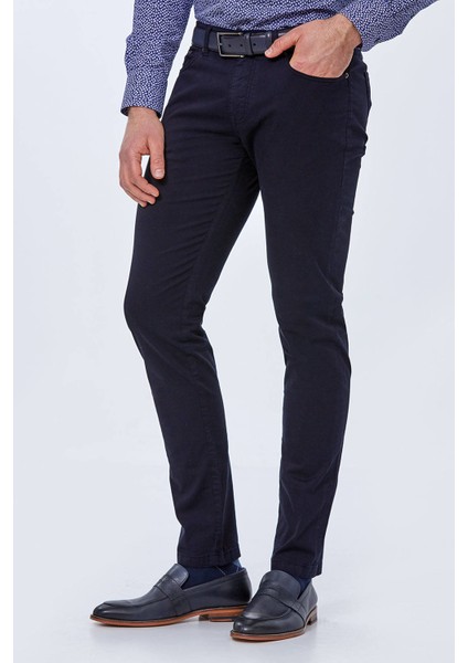 Slim Fit 5 Cep Lacivert Yazlık Pantolon