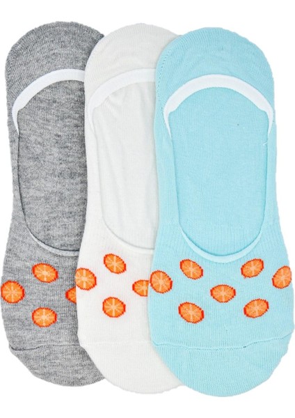 3'lü Kadın Portakal Desenli Babet Çorap 3131-B3