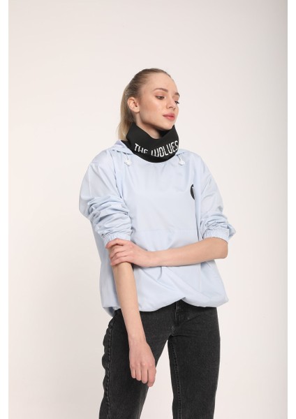 Snood Yaka Toz Mavisi Kapüşonlu Kadın Sweatshirt fiyatları