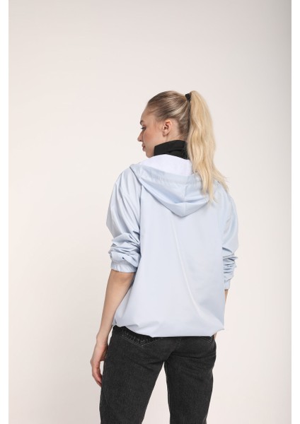 Snood Yaka Toz Mavisi Kapüşonlu Kadın Sweatshirt fırsatları