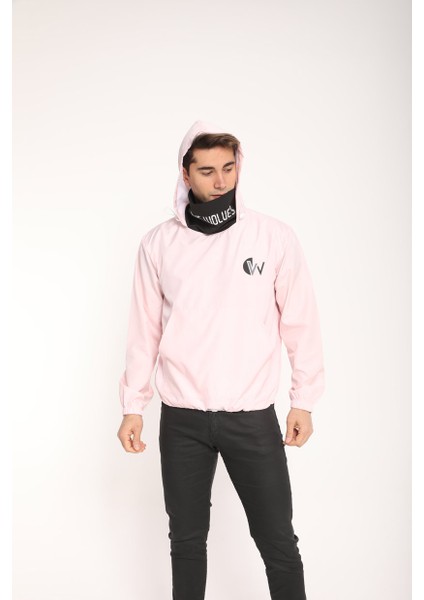 Snood Yaka Toz Pembesi Kapüşonlu Erkek Sweatshirt modelleri
