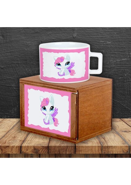 Papçik Unicorn Puf Yastık Unicorn Doğal Ahşap Kutulu Kupa Unicorn Defter Hediye Seti