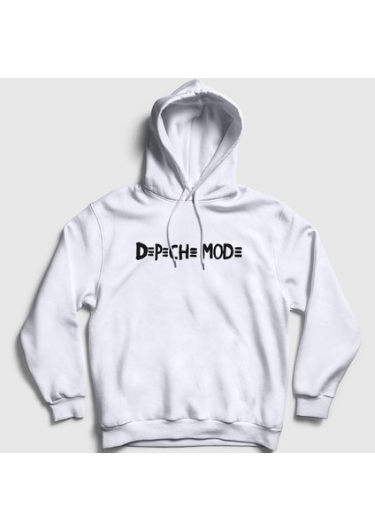 Unisex Beyaz Recording Depeche Mode Kapüşonlu Sweatshirt