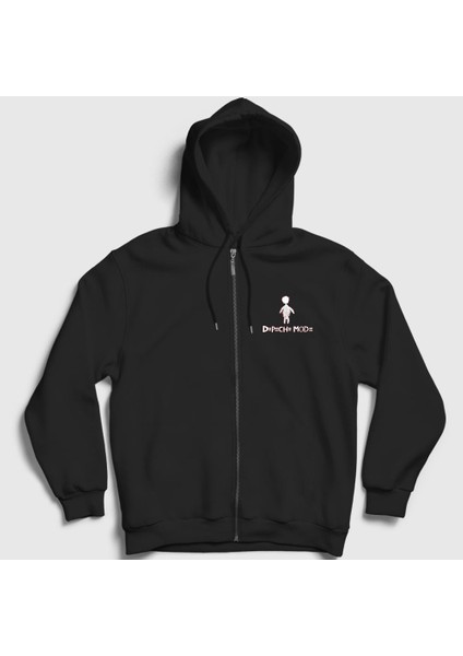 Unisex Siyah Angel Depeche Mode Fermuarlı Kapüşonlu Sweatshirt