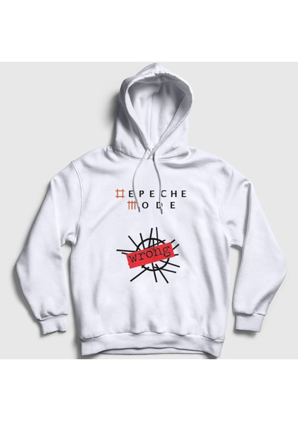 Unisex Beyaz Wrong Depeche Mode Kapüşonlu Sweatshirt