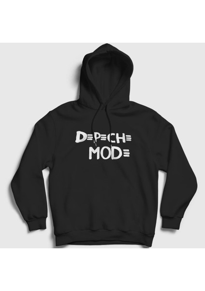 Unisex Siyah Logo Depeche Mode Kapüşonlu Sweatshirt