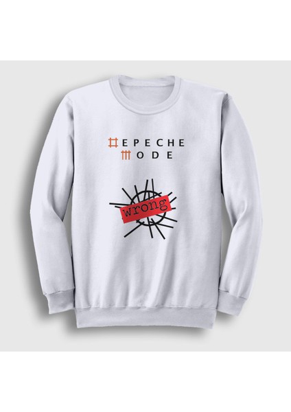 Unisex Beyaz Wrong Depeche Mode Sweatshirt