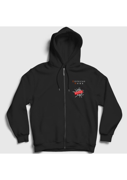 Unisex Siyah Wrong Depeche Mode Fermuarlı Kapüşonlu Sweatshirt