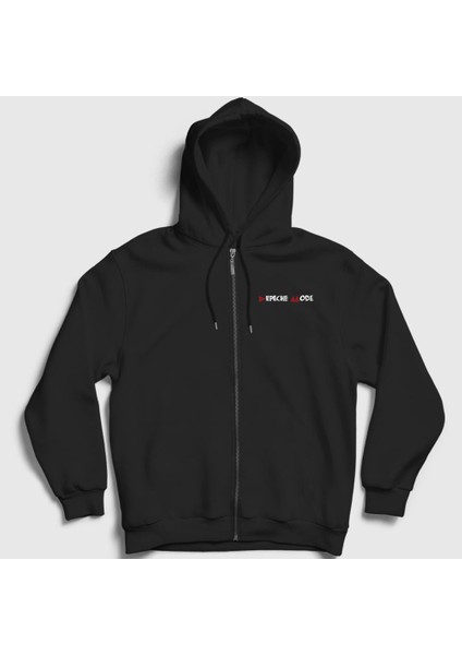 Unisex Siyah Delta Depeche Mode Fermuarlı Kapüşonlu Sweatshirt
