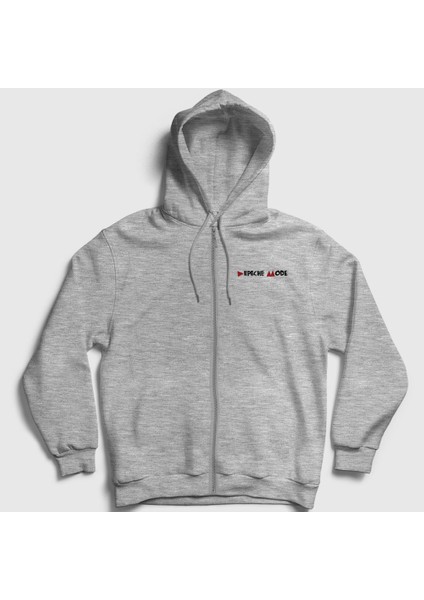 Unisex Gri Delta Depeche Mode Fermuarlı Kapüşonlu Sweatshirt