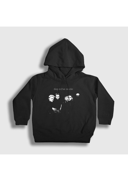 Unisex Çocuk Siyah Young Depeche Mode Kapüşonlu Sweatshirt