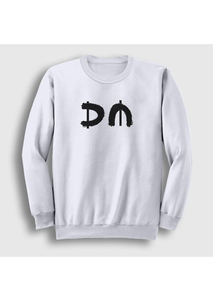 Unisex Beyaz DM V2 Depeche Mode Sweatshirt