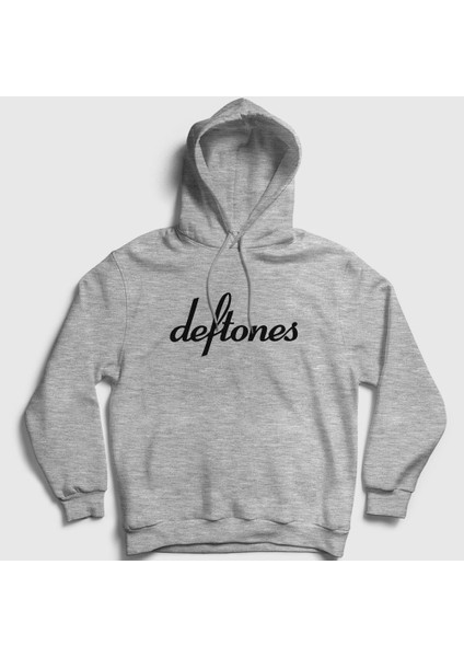 Unisex Gri Logo Deftones Kapüşonlu Sweatshirt