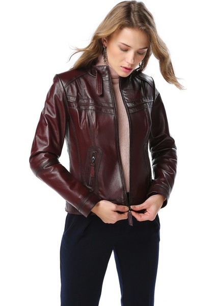 YB-2028 Deri Kadın Mont