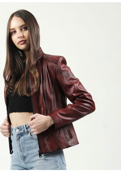 YB-2112 Deri Kadın Mont